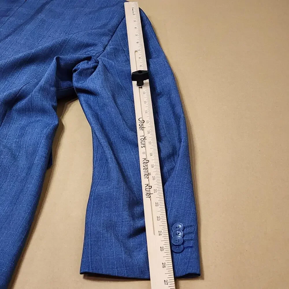 Bocaccio Uomo Suit Jacket Mens 48L Blue Stripe Poly Rayon Two Button Blazer